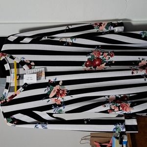 LulaRoe Emily Dress XS stripe flower